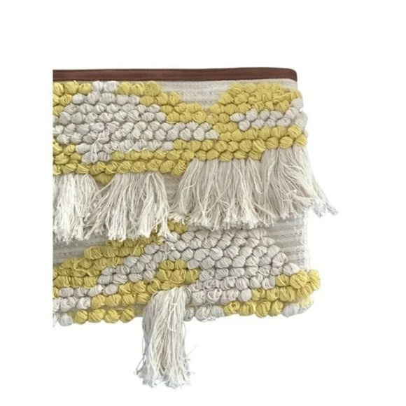 Yellow & White Embroidered Woven Clutch - Picture 3 of 5